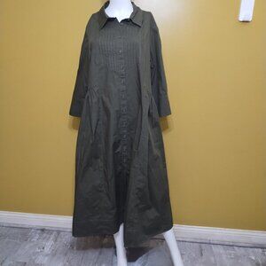 NWT Maye Susie Lng Slv Button Down Cotton Smock Midi Shirt Dress XL Boho Cottage